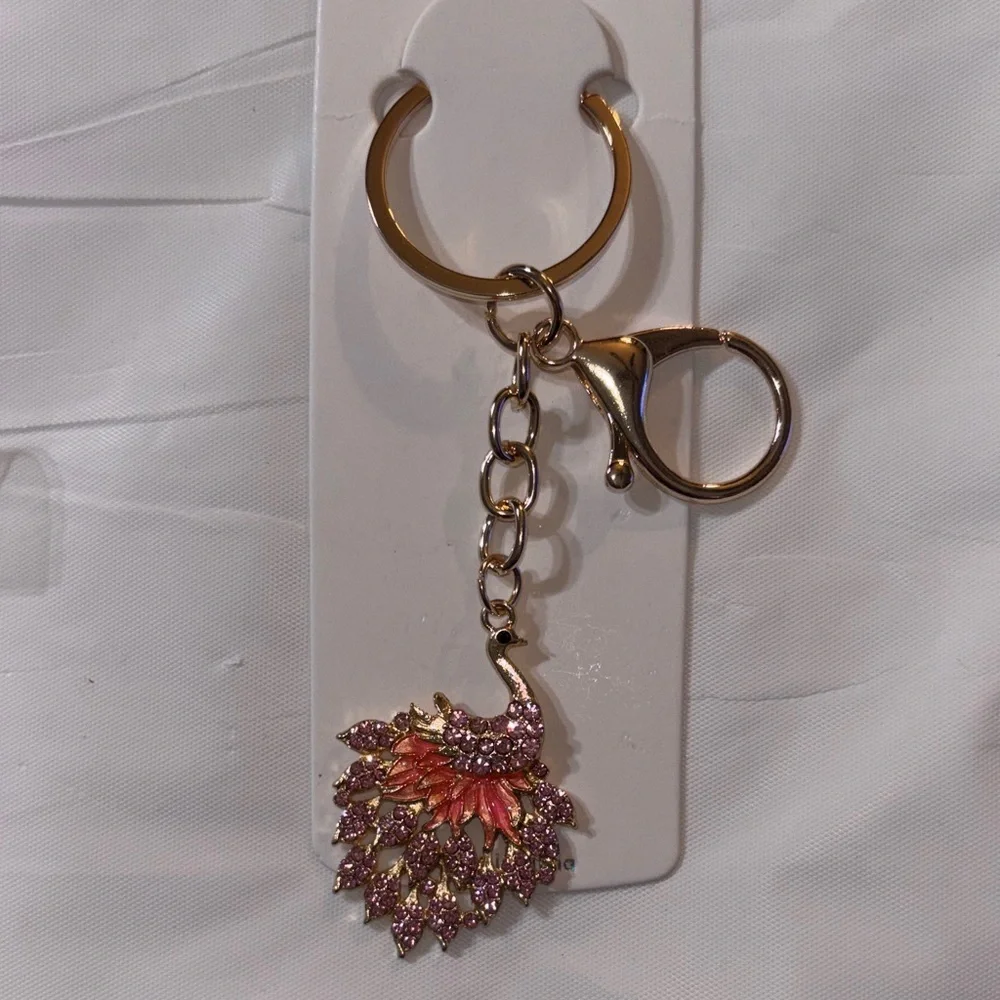 Peacock Keychain/Bag Charm- Pink